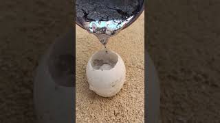 Casting Melting Aluminum Restoration into Eggs shorts [upl. by Eartnoed236]