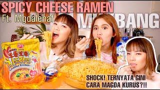 SPICY CHEESE RAMEN MUKBANG FT MGDALENAF SAMBIL CURHAT [upl. by Lyreb]