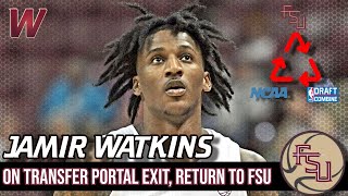 FSU Basketball  Jamir Watkins on exiting transfer portal NBA draft returning to Florida State [upl. by Anneirb760]