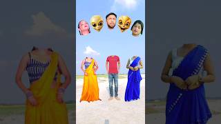 Yellow vs blue sarees bhabhi amp me head matching game 😄🙂 tu Radha meri main shyam tera song funny [upl. by Llertrac]