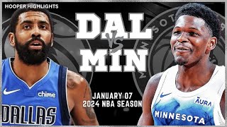 Dallas Mavericks vs Minnesota Timberwolves Full Game Highlights  Jan 7  2024 NBA Season [upl. by Ahsekyt240]