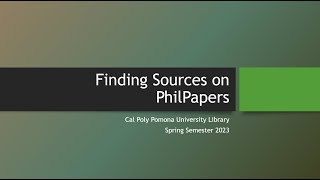 PhilPapers Tutorial [upl. by Sorcim]