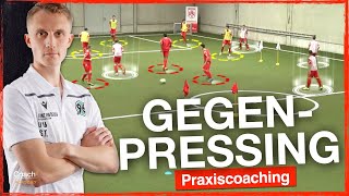 Gegenpressing effektiv trainieren I Coach²  Fußballtraining [upl. by Nimesay]