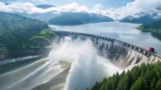 36714649 MotionElements water powered energy a large hydroelectric dam with reservoir and forest ba [upl. by Templia]