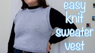 EASY Knit Sweater Vest Tutorial  DIY Knit Vest [upl. by Sorilda679]