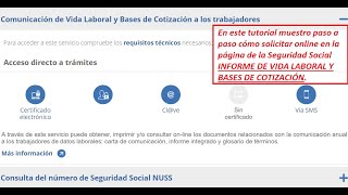 INFORME VIDA LABORAL Y BASES DE COTIZACIÓN [upl. by Annavas]