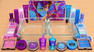 Purple vs Blue  Mixing Makeup Eyeshadow Into Slime ASMR [upl. by Shannan700]