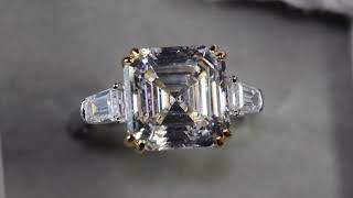 asscher diamond ring Simulated diamond ring lab diamond ring engagement ring asscher cut ring [upl. by Geof]