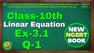 Class10 Ex31 Q1 Linear Equation  New NCERT Math Book  Chapter 3  CBSE  Green Board Classes [upl. by Vassaux]