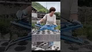 Satisfying Process Of Simple Clamp Tool Holding And Loading Porous Concrete Bricks [upl. by Yorgen700]