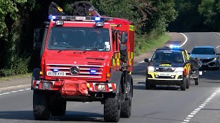 Water Rescue Team  Northants Fire Unimog and Rescue Boat Responding with Lights  Sirens [upl. by Enitsyrk]