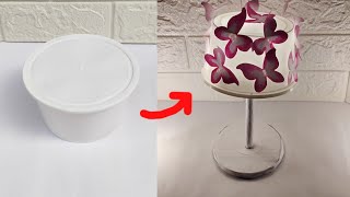 Diy waste container box craft ideahow make a handmade table lamp makingeasy butterfly lamp [upl. by Buddy]