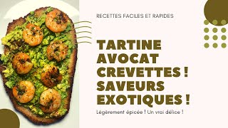 Tartine avocat crevettes  Saveurs exotiques 😋 Un vrai délice épicé [upl. by Nickolai]