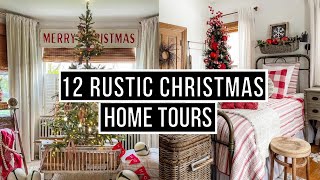 12 Antique Farmhouse Christmas Home Tours  Music Only [upl. by Atniuq]