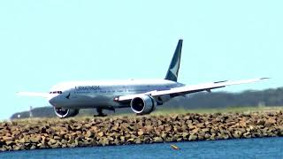 Boeing 777300ER Landing of Cathay Pacific CX101 at Sydney Airport [upl. by Staford]