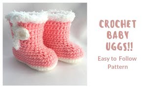 Crochet Baby Uggs Easy To Follow Pattern [upl. by Cerracchio]