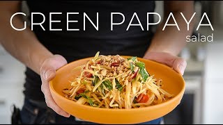 This Green Papaya Salad Recipe is spicy salty sweet and A LITTLE NUTTY [upl. by Scarlet]