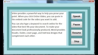 How to Convert Text to Speech or Pause Resume and Stop the Text in C [upl. by Eiramyelhsa997]