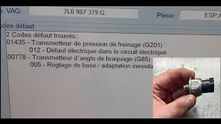 Comment trouver le capteur G201 sur un Touareg  Erreur 01435 transmetteur de pression de freinage [upl. by Haorbed]