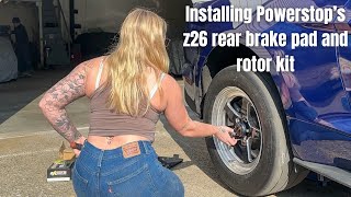 Installing Powerstops z26 Street Warrior  rear brake pad and rotor kit [upl. by Aciram]