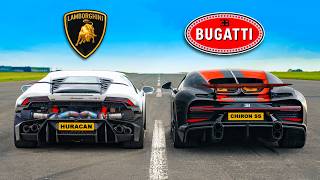 Bugatti Chiron SS v 1800hp Lambo Huracan DRAG RACE [upl. by Lim]