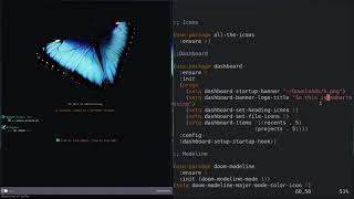 Emacs Beautification Using ModeLine Dashboard And Themes [upl. by Hibbs938]