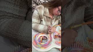 Loom knitting ASMR I’m making a throw blanket  shortsfeed loomknitting loomknit [upl. by Arytal290]