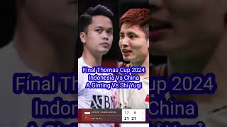 HASILTHOMAS CUP PARTAI PERTAMA INDONESIA VS CHINA [upl. by Ynnal959]