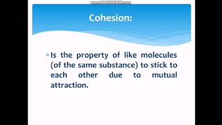 Adhesion and cohesion [upl. by Chesnut]