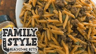 Blackstone Bettys Cheesesteak Pasta  Family Style  Blackstone Griddles [upl. by Ynnelg]