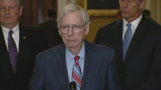 Mitch McConnell freezes up in the middle of a press conference and is escorted away [upl. by Honorine]