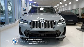 BMW X3 xDrive30e 2024  Brooklyn Grey Metallic  Tacora Red Perforated Sensatec [upl. by Aihtiekal]