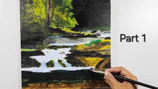 Painting a Waterfall  Waterfall Landscape  Easy Waterfall Landscape Painting Tutorial [upl. by Herbert]