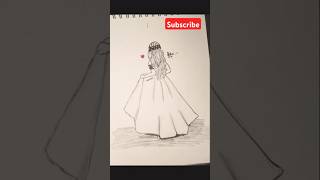 How to draw a girl backside dresssimple drawing  pencil sketch for beginnersartshorts trending [upl. by Nolahp707]