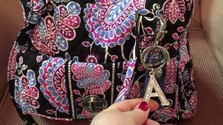 Vera Bradley Turn Lock Satchel Purse Alpine Floral What can fit in it and whats in my bag [upl. by Atterys]