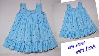 Designer Yoke Baby Frock Cutting and Stitching Very Easy [upl. by Oht]