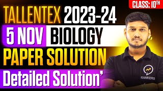 Tallentex 202324 Solution  Biology Class 10th  05 Nov 2023 Paper Solution tallentex allenkota [upl. by Leibman]