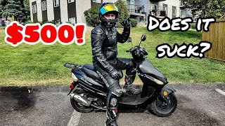 I BOUGHT A CHEAP CHINESE SCOOTER FOR 500  TAO TAO 50CC SCOOTER REVIEW  BEGINNER RIDER  MOTOVLOG [upl. by Darla]