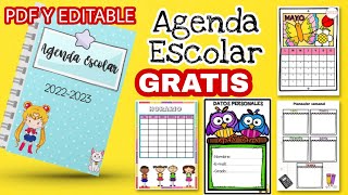 Agenda Escolar 2022 para imprimir GRATIS👉PDF y EDITABLE [upl. by Anyat]