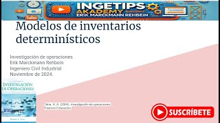 Modelos de inventarios determinístico Parte 1 Investigación de Operaciones [upl. by Icnan]