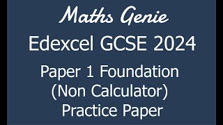 Edexcel GCSE 2024 Foundation Paper 1 Non Calculator Revision Practice Paper [upl. by Uriiah]