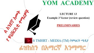 Lecture 13 Example 3 Vector Amharic Tutorial [upl. by Bradski]