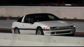 1g FWD DSM Drag Race Eric Rose 1280  110 mph 20g turbo Plymouth Laser [upl. by Ihcas]