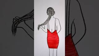 girl drawing back side girldrawing howtodrawgirl shorts [upl. by Eytteb]