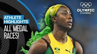 All ShellyAnn FraserPryces 🇯🇲 Olympic Medal Races  Athlete Highlights [upl. by Marcille]