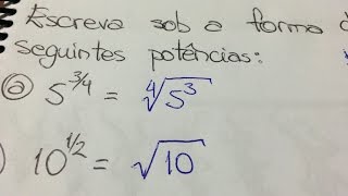 MFUNA  FE1 – Transformando potências com expoentes fracionários para a forma de radical [upl. by Finnegan]