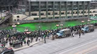 Timelapse Chicago River dyed green for St Patricks Day [upl. by Aneehs452]