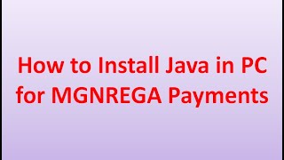 Java installation for MGNREGA Payments DSC setting for MGNREGA Payments [upl. by Coucher]