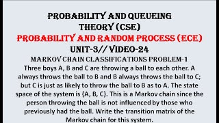 MARKOV CHAIN PROBLEM1  PQTCSE PRPECE UNIT3 VIDEO24 [upl. by Nedac]