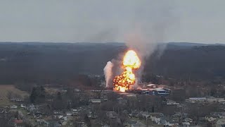 Ohio train derailment Explosion sparks the start of controlled release in East Palestine [upl. by Rani913]